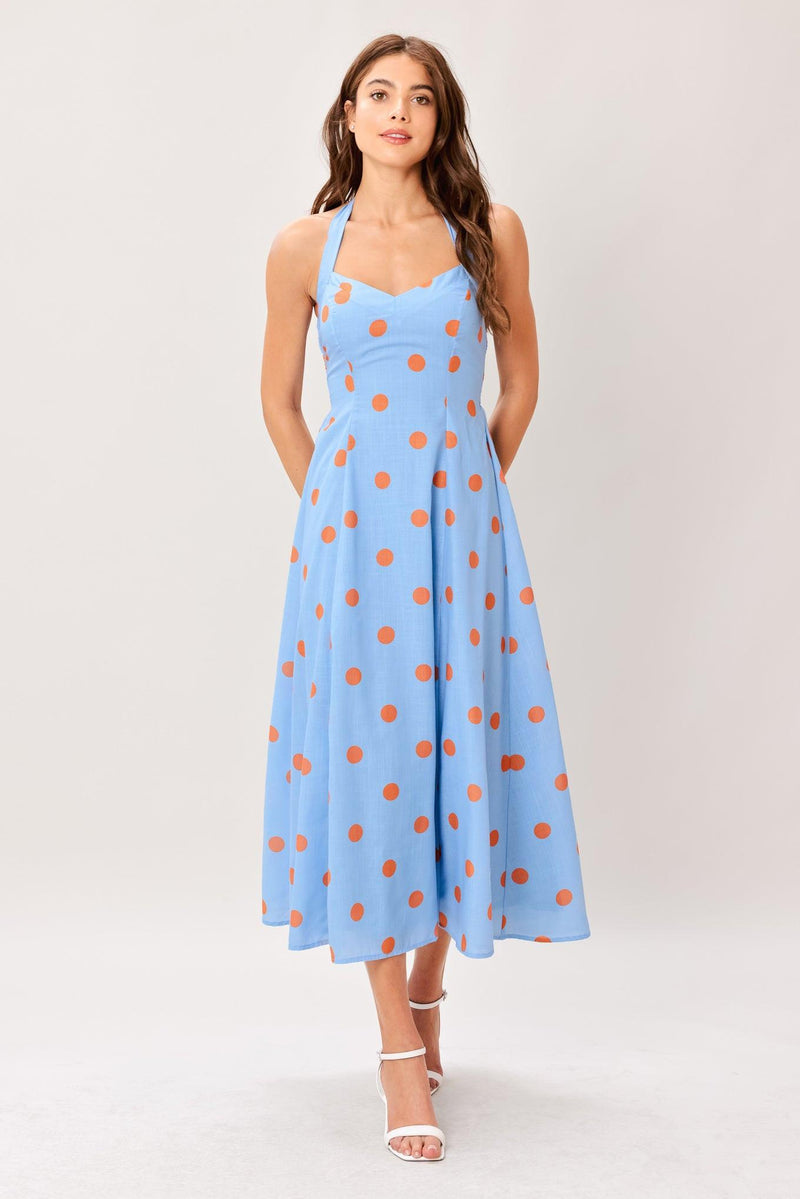 Sweetheart Midi Crepe Summer A-Line Dress Flying Tomato ID23374