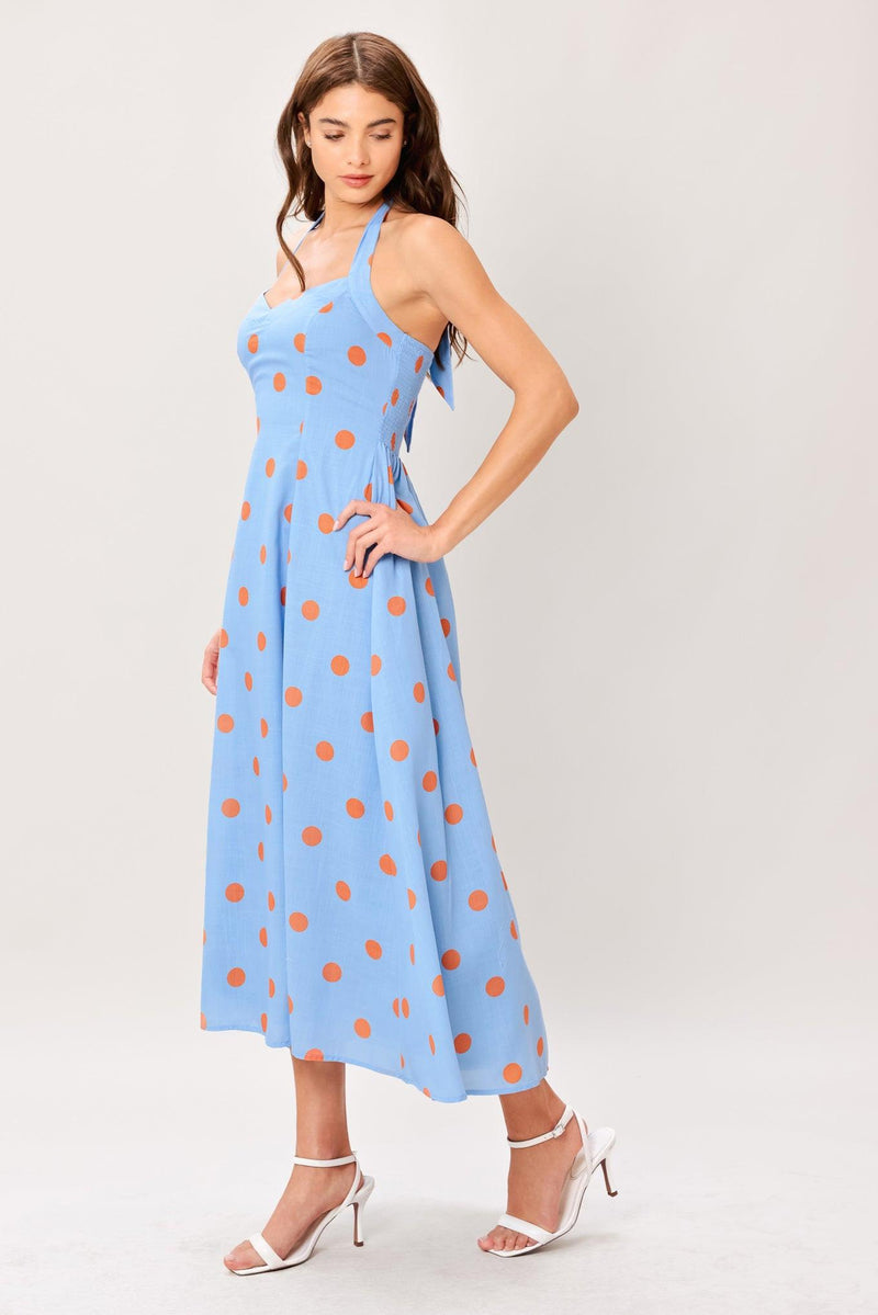 Sweetheart Midi Crepe Summer A-Line Dress Flying Tomato ID23374