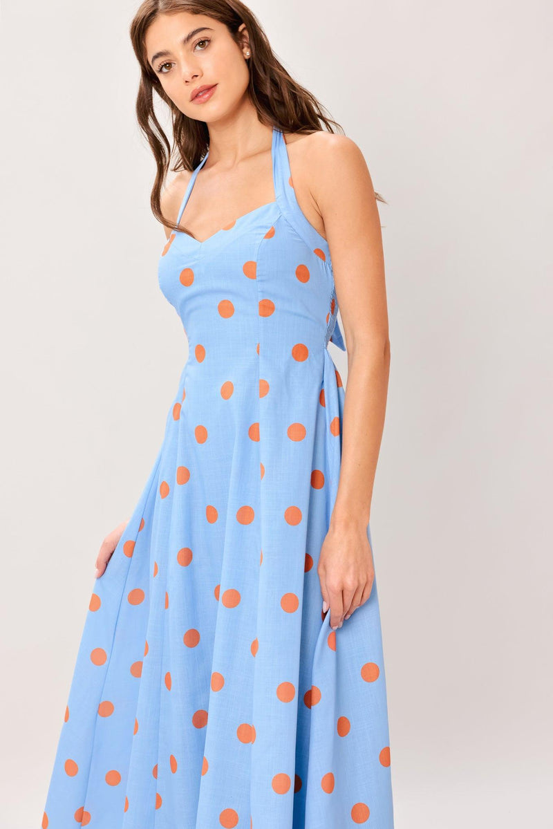 Sweetheart Midi Crepe Summer A-Line Dress Flying Tomato ID23374
