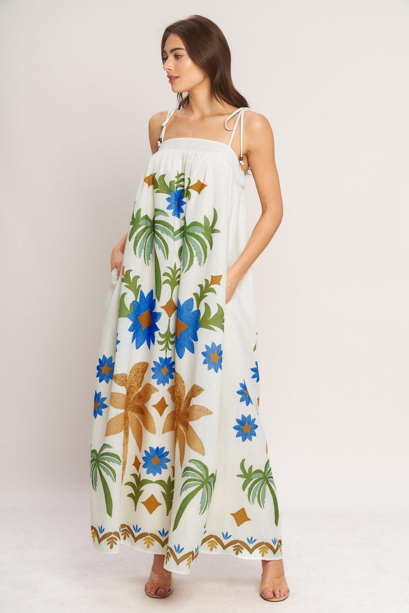 Square Neck Floor-Length Crepe Vacation A-Line Flying Tomato ID23380