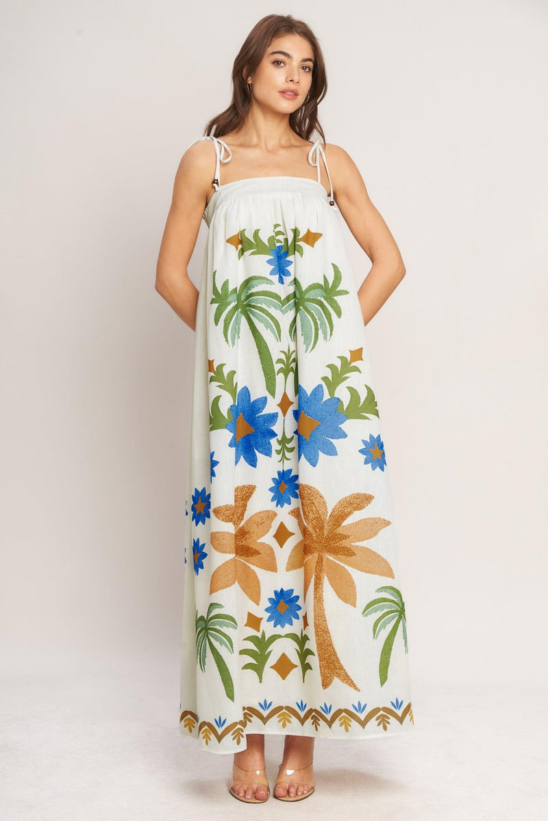 Square Neck Floor-Length Crepe Vacation A-Line Flying Tomato ID23380