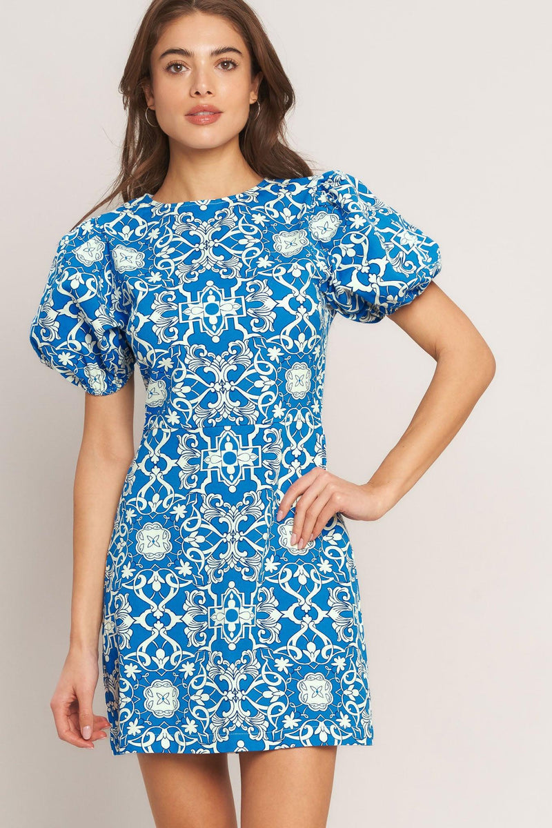 Jewel Neck Mini Crepe Cocktail A-Line Dress Flying Tomato ID23385