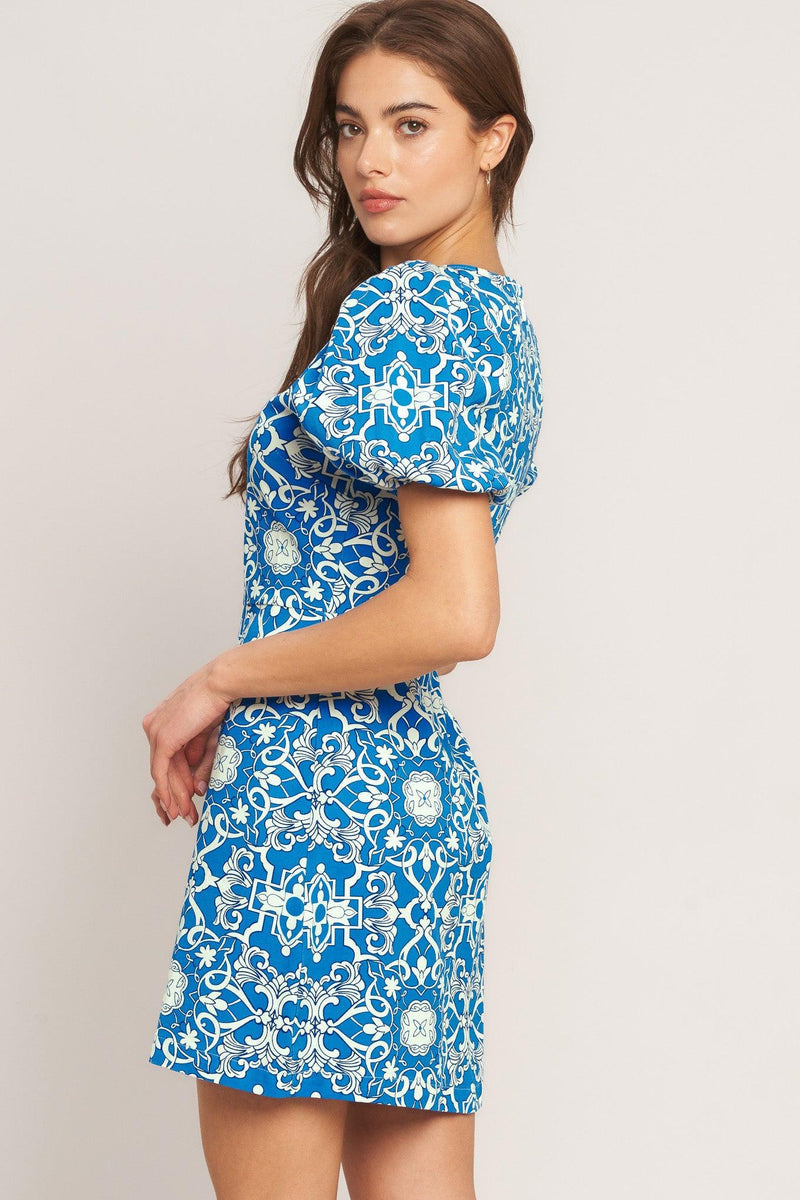 Jewel Neck Mini Crepe Cocktail A-Line Dress Flying Tomato ID23385