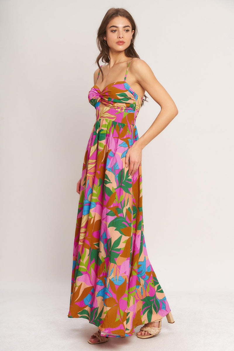 Sweetheart Floor-Length Crepe Tropical Maxi A-Line Dress Flying Tomato ID23399