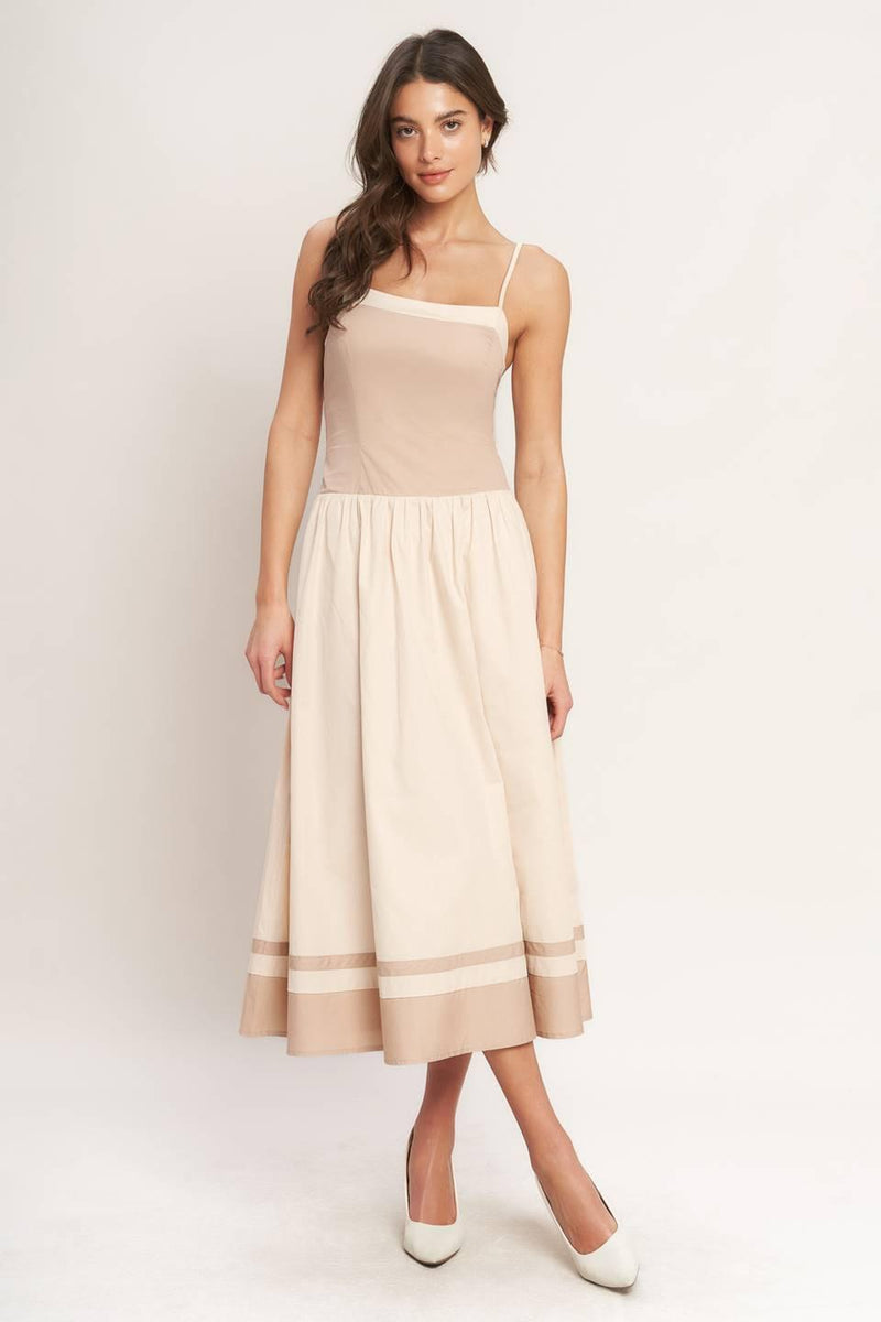 Square Neck Midi Jersey Fit & Flare Dress Flying Tomato ID23455