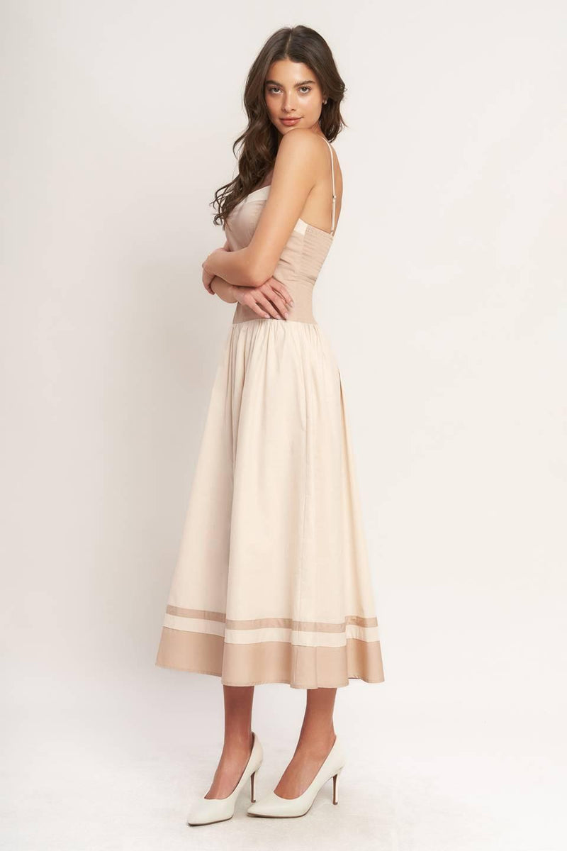 Square Neck Midi Jersey Fit & Flare Dress Flying Tomato ID23455