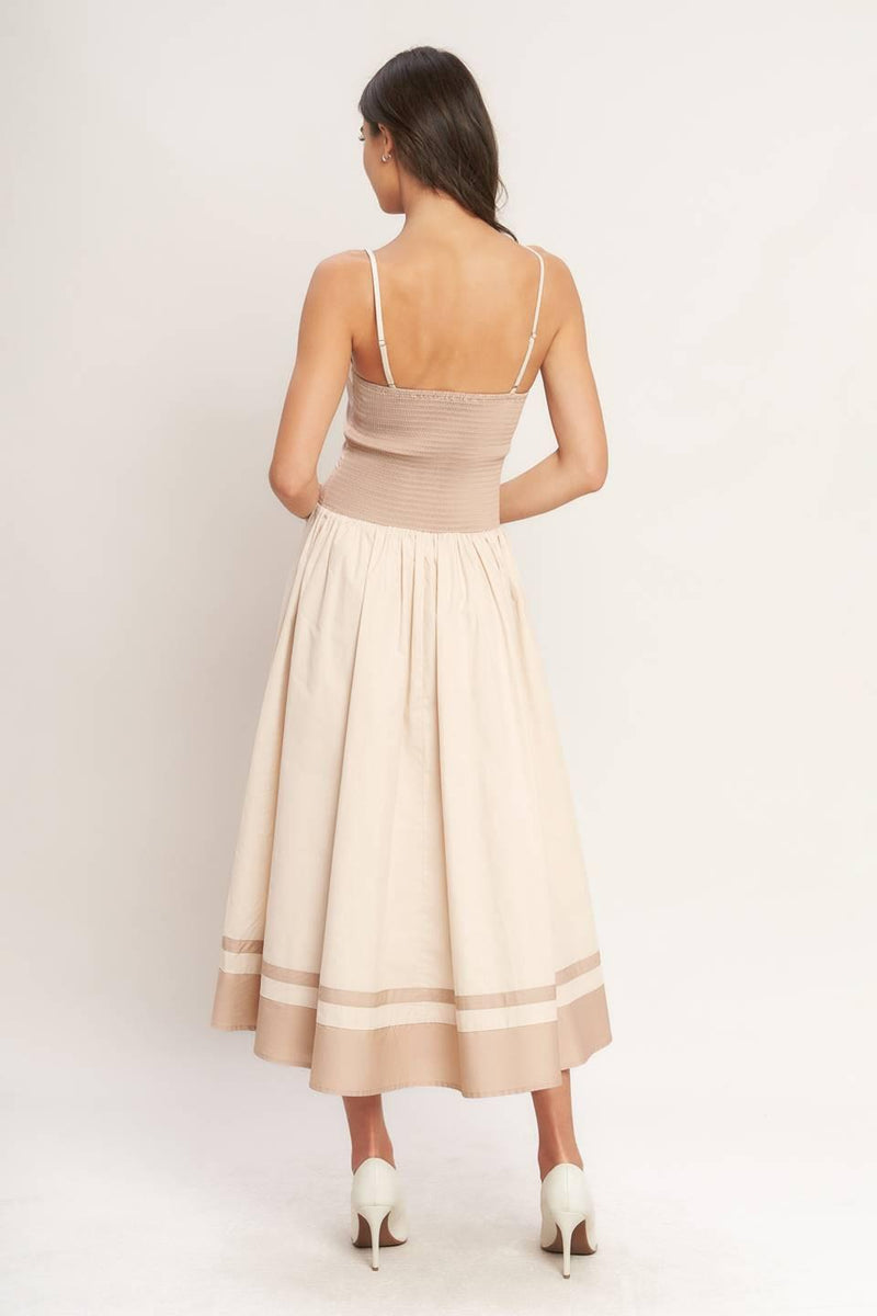 Square Neck Midi Jersey Fit & Flare Dress Flying Tomato ID23455