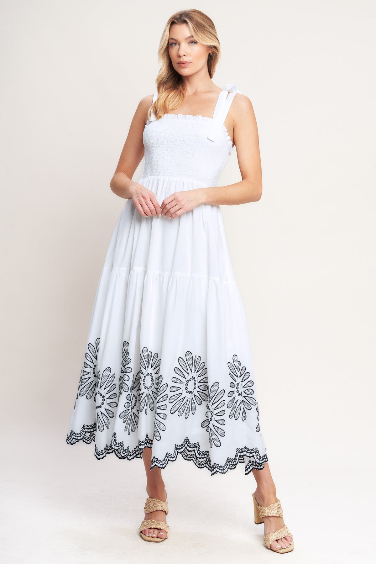 WHISPERS OF SUMMER WOVEN MIDI DRESS L FLYING TOMATO White / L