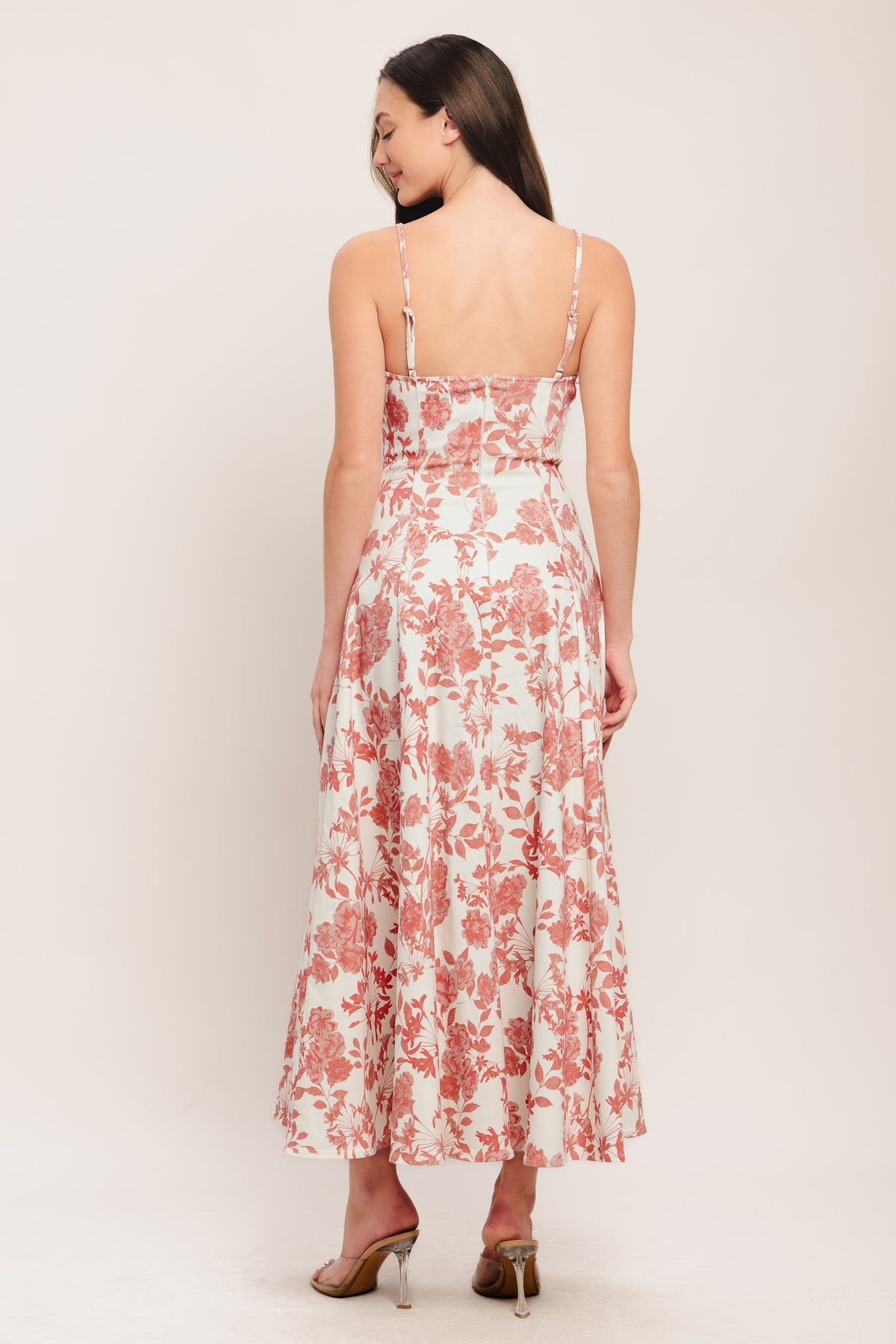 Cocktail Dresses Print Midi Short Cocktail Dress Flying Tomato ID23575 Ivory Coral