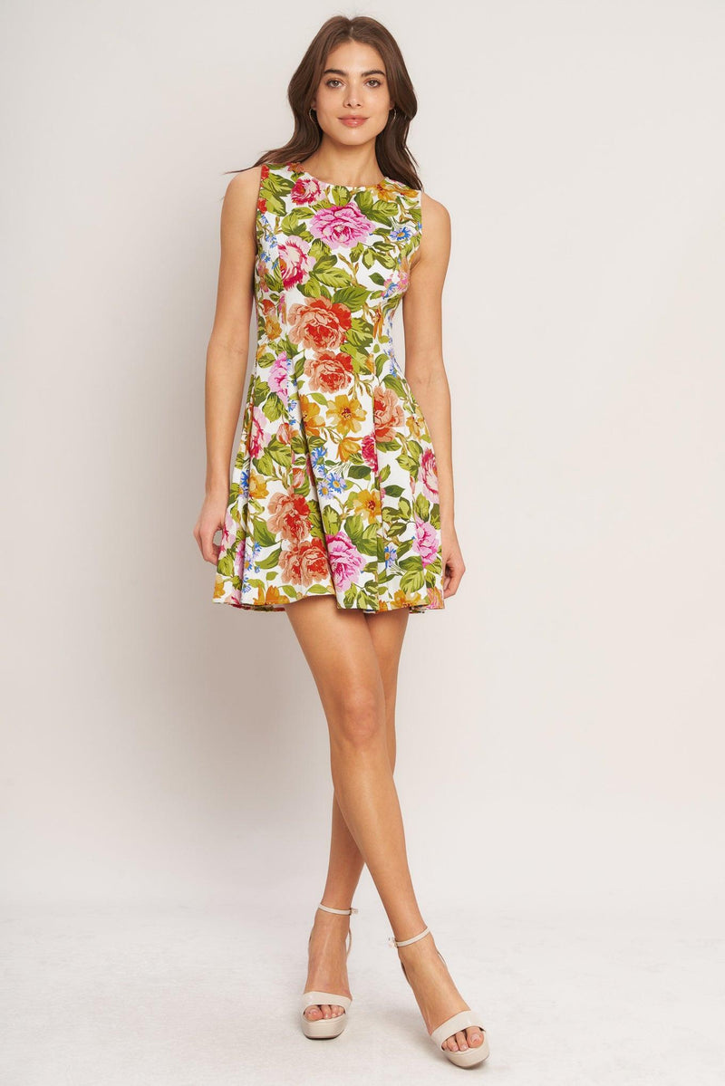 Jewel Mini Scuba Garden Party Fit & Flare Dress Flying Tomato ID23670