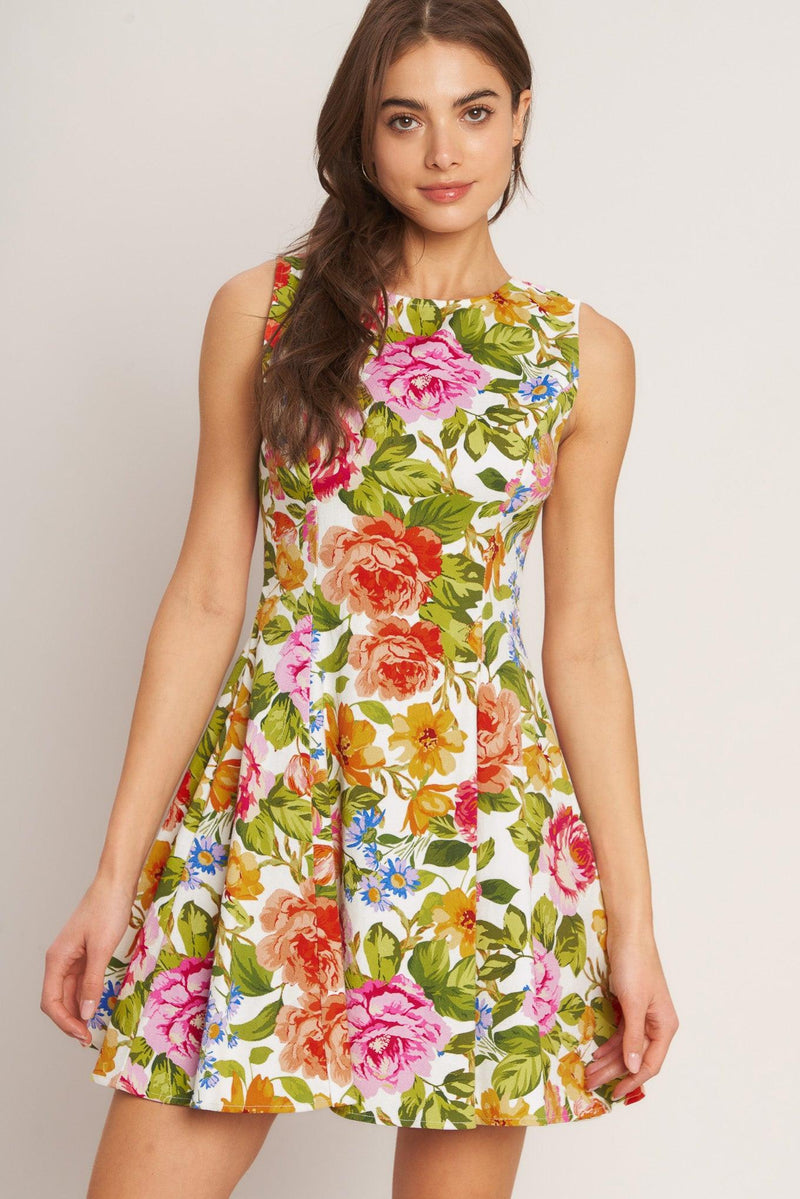 Jewel Mini Scuba Garden Party Fit & Flare Dress Flying Tomato ID23670