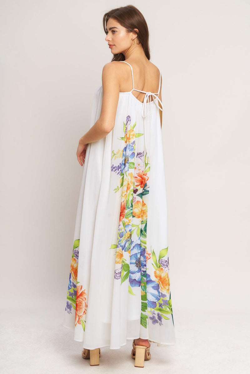 Square Neck Floor-Length Chiffon Garden Party A-Line Dress Flying Tomato ID23672
