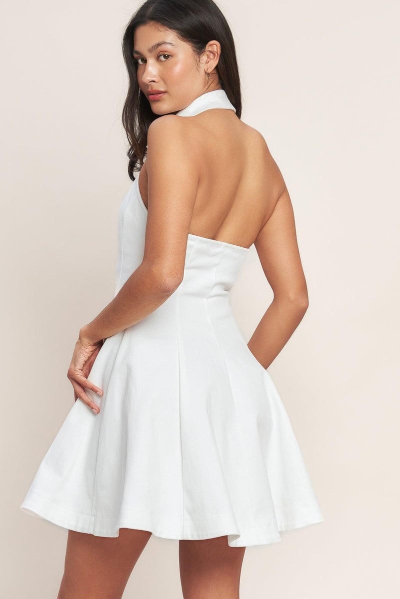 Halter Mini Crepe Cocktail Fit & Flare Flying Tomato ID23675