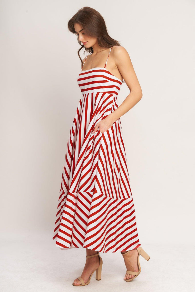 Square Neck Midi Crepe Summer Fit & Flare Dress Flying Tomato ID23681