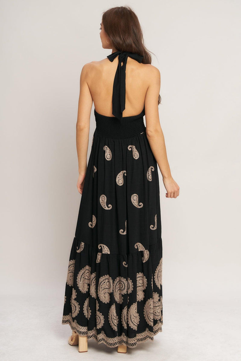 Halter Floor-Length Jersey Boho Maxi A-Line Dress Flying Tomato ID23724