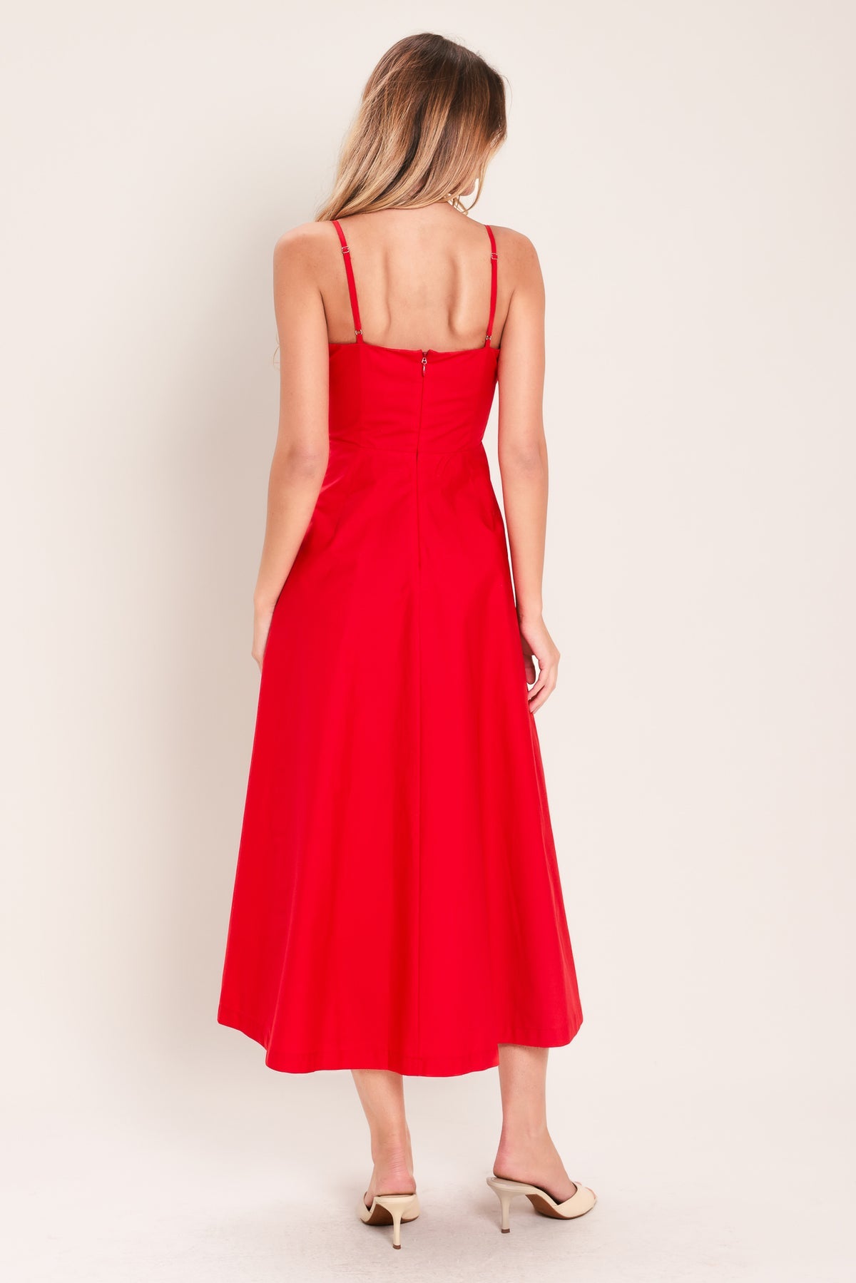 Square Midi Satin Special Occasion A-Line Flying Tomato ID23760