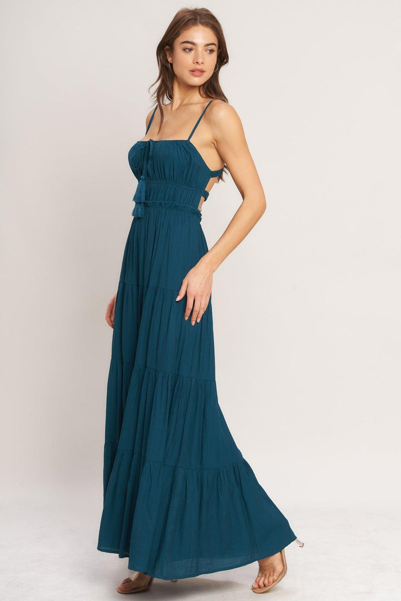 Square Neck Floor-Length Chiffon Wedding Guest A-Line Dress Flying Tomato ID23809