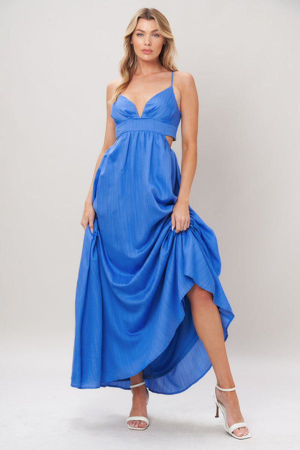 V-Neck High-Low Chiffon Formal A-Line Dress Flying Tomato ID23902