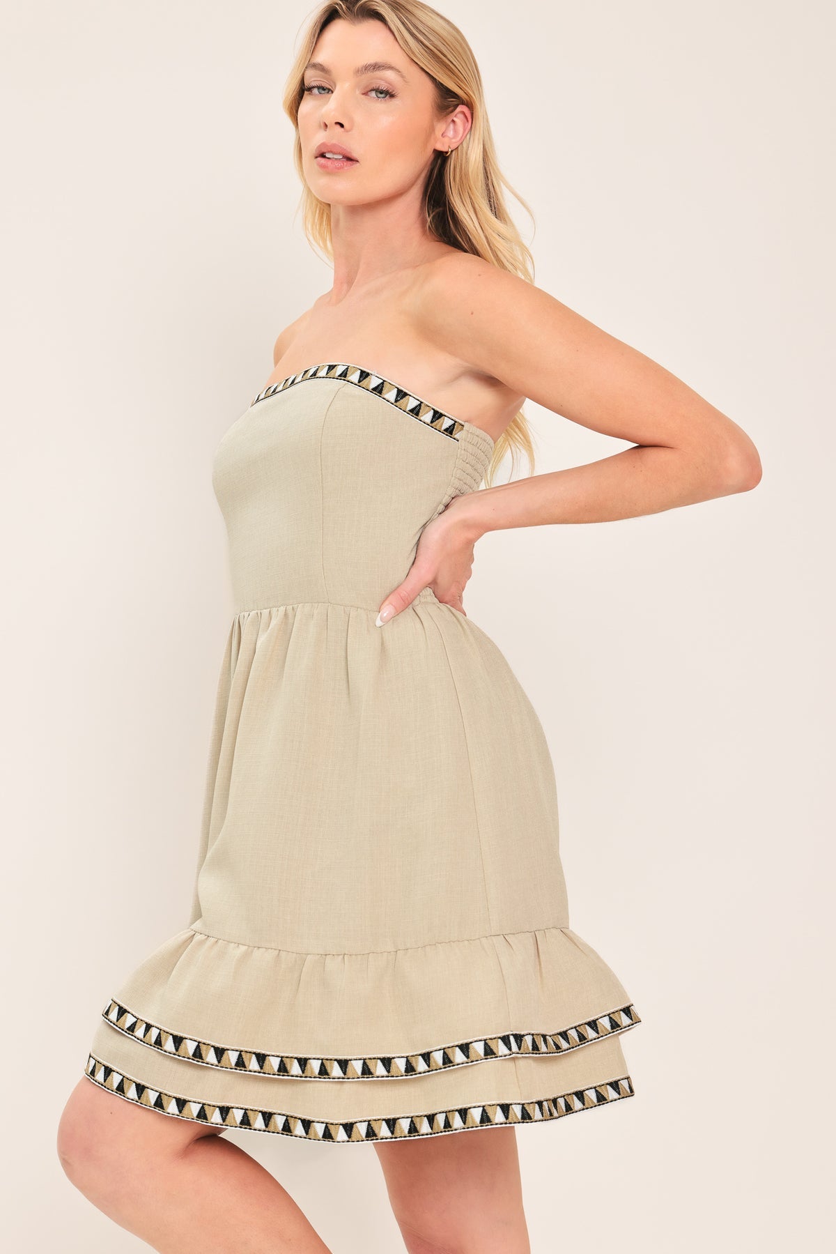 Strapless Straight Neck Mini Chiffon Cocktail A-Line Flying Tomato ID23968