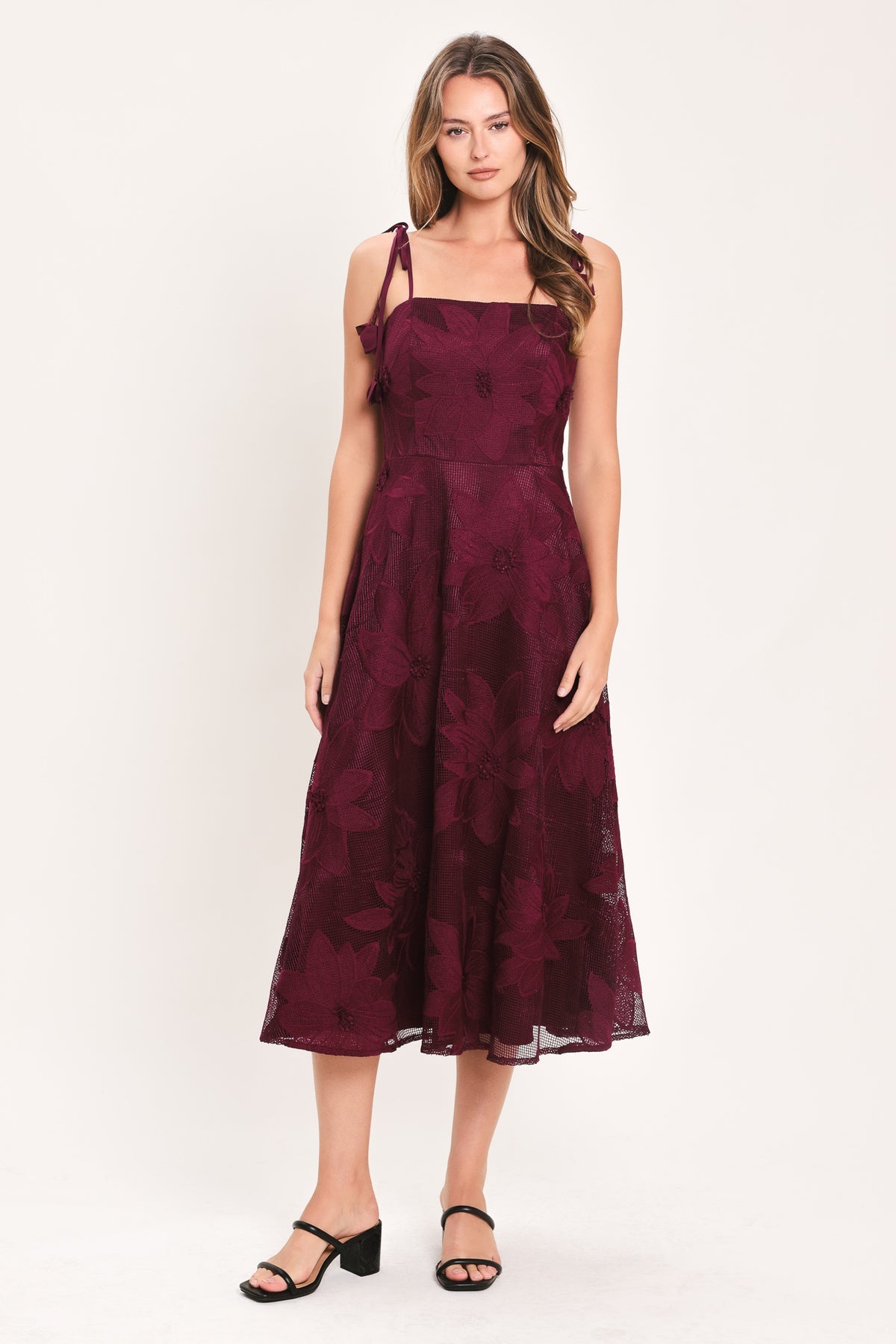 Square Midi Mesh Occasion A-Line Flying Tomato ID23969