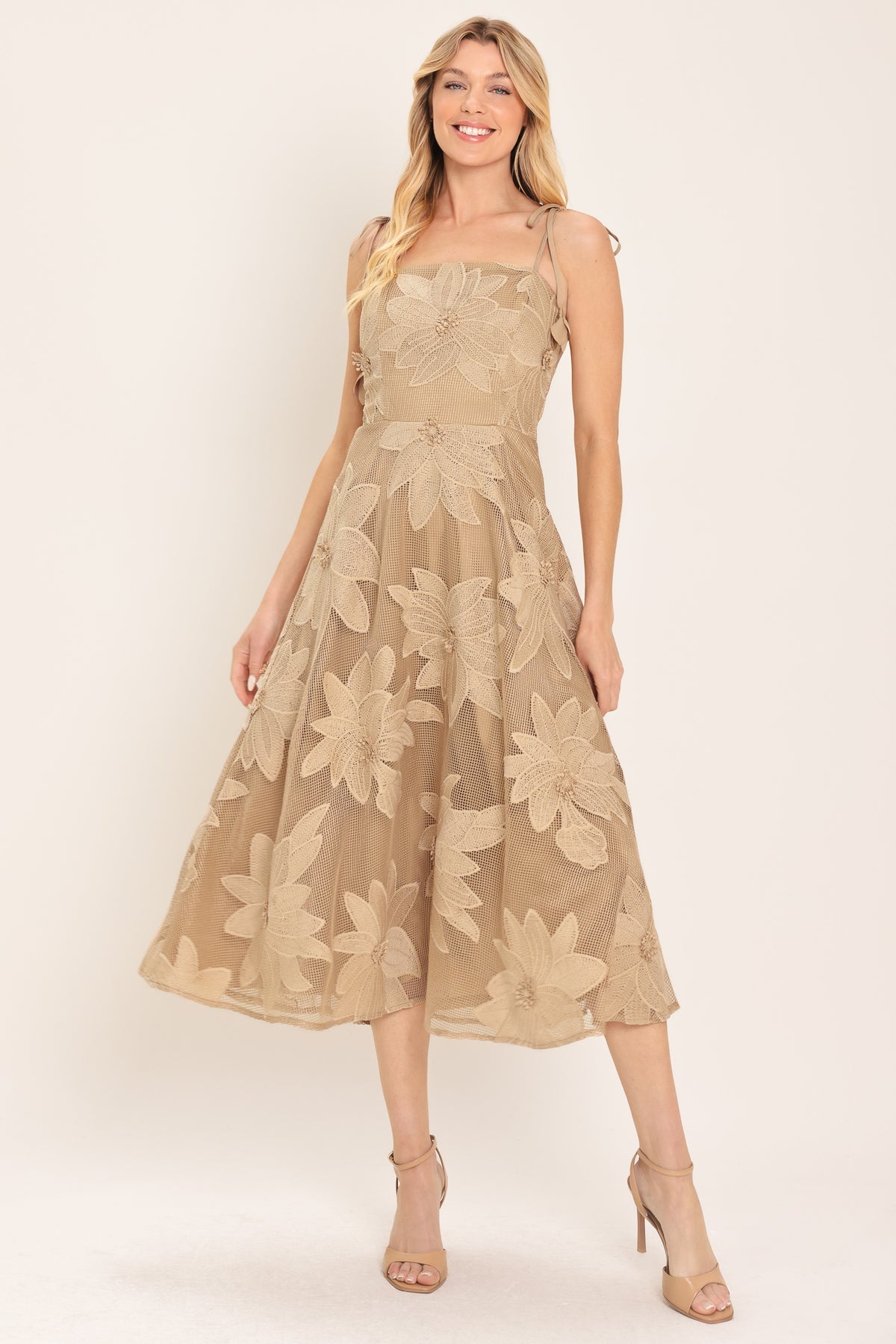 Square Midi Mesh Occasion A-Line Flying Tomato ID23969
