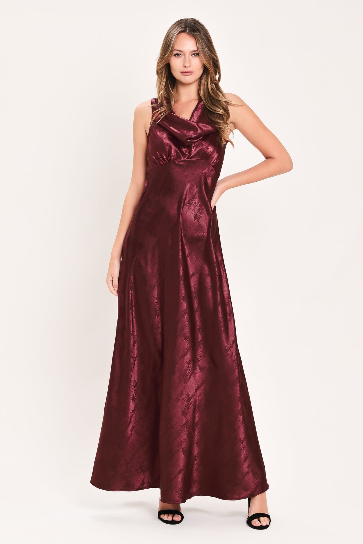 Cowl Floor-Length Satin Formal A-Line Flying Tomato ID24103
