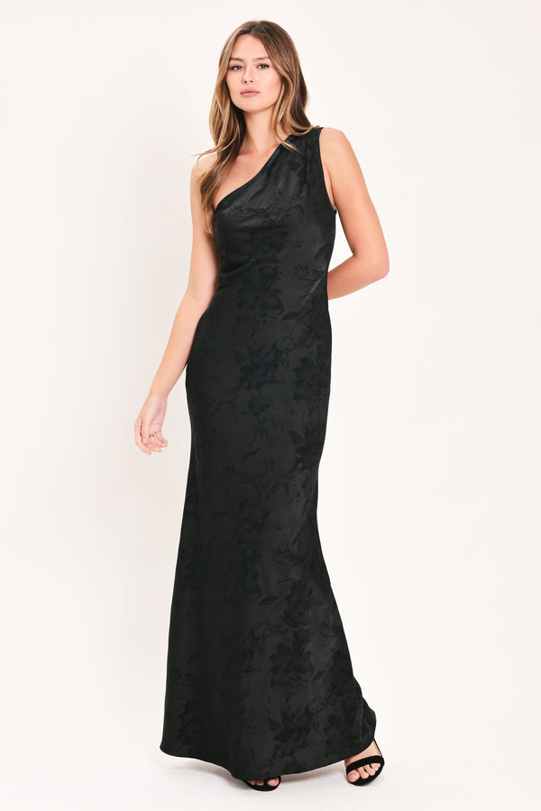 One-Shoulder Floor-Length Satin Formal Sheath Flying Tomato ID24280