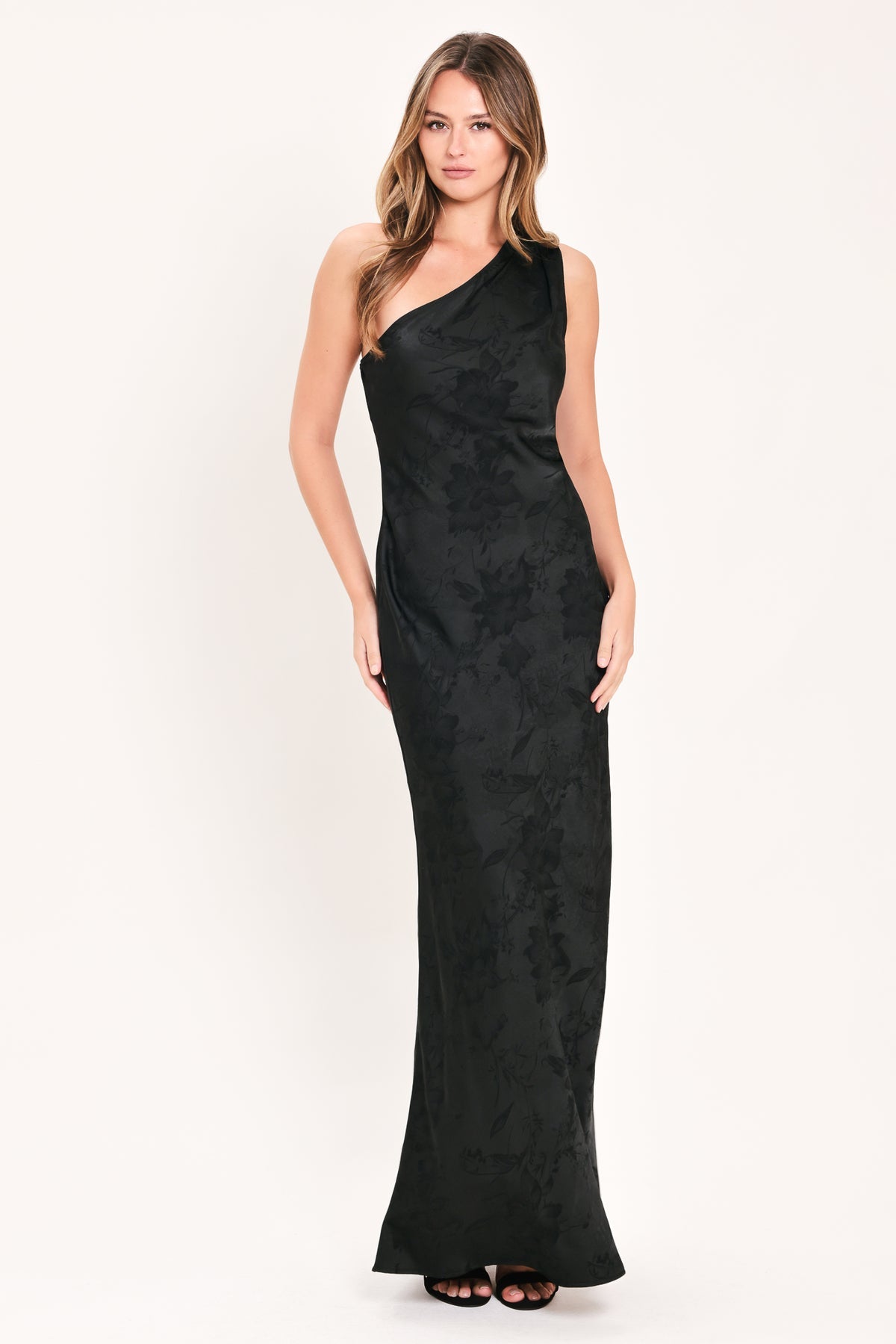 One-Shoulder Floor-Length Satin Formal Sheath Flying Tomato ID24280