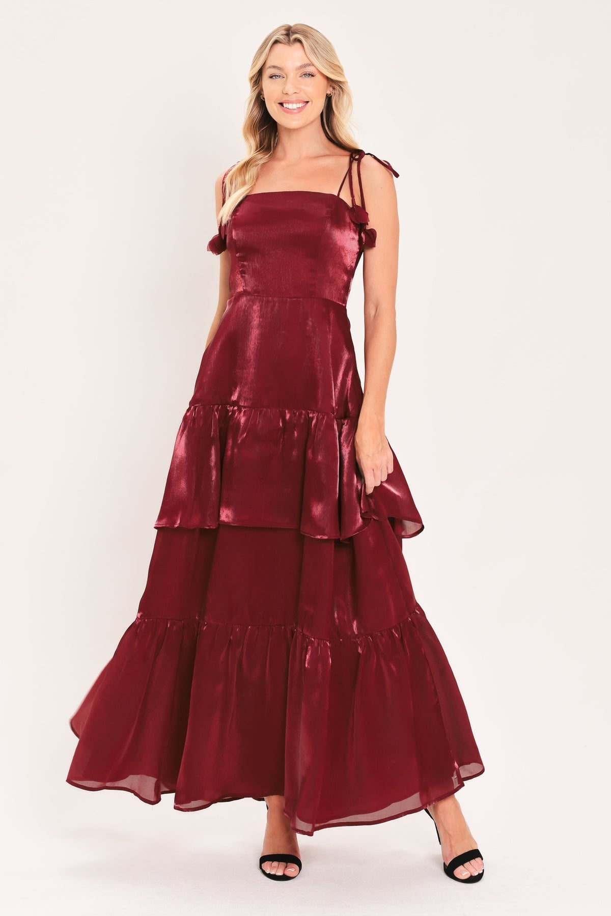 Square Floor-Length Organza Formal A-Line Flying Tomato ID24425