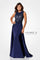 Formal Dresses Beaded Lace Long Formal Overskirt Evening Dress Navy Blue