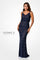 Formal Dresses Beaded Lace Long Formal Sequin Evening Gown Navy Blue