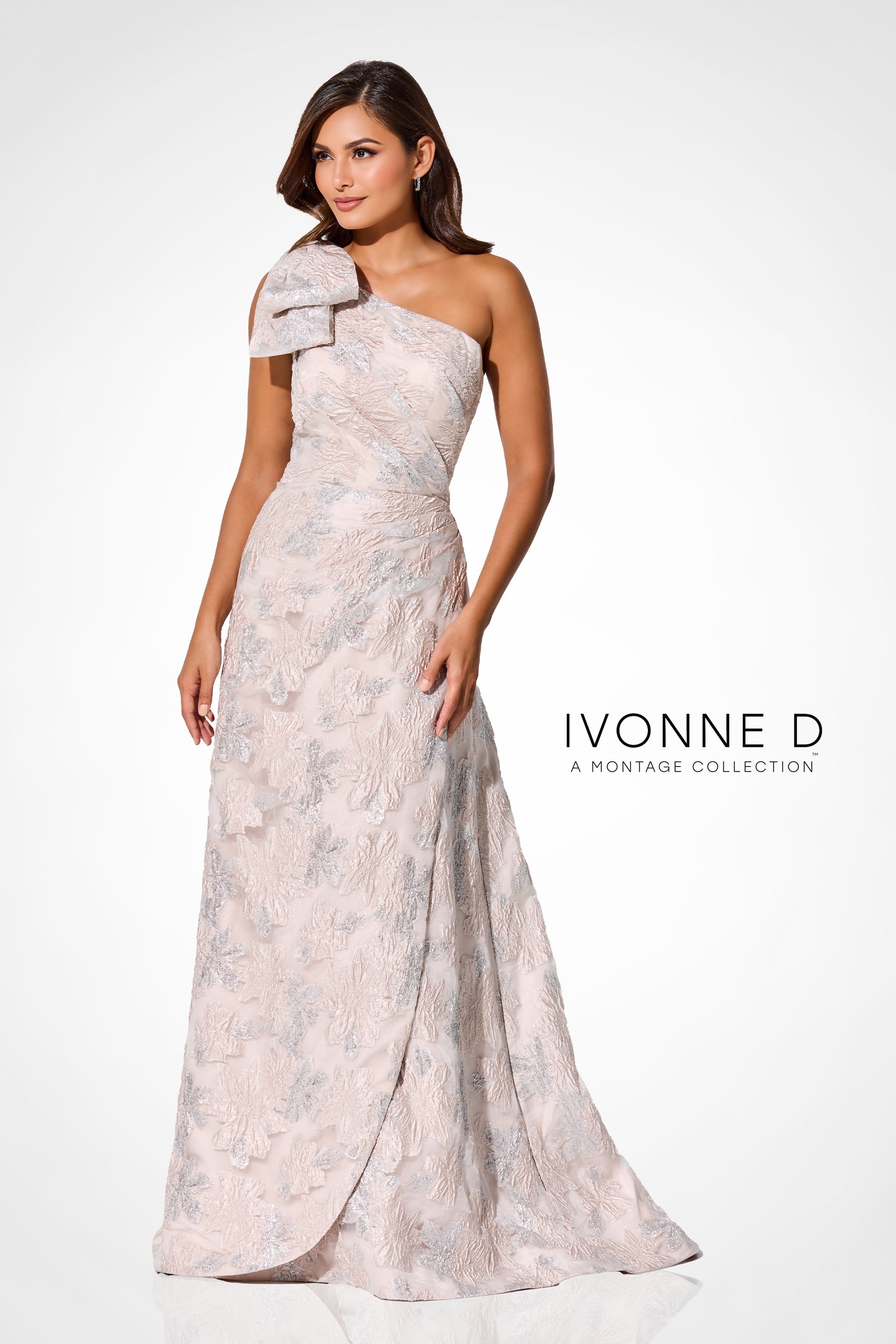 Ivonne D ID326 Long Formal A Line Metallic Evening Dress