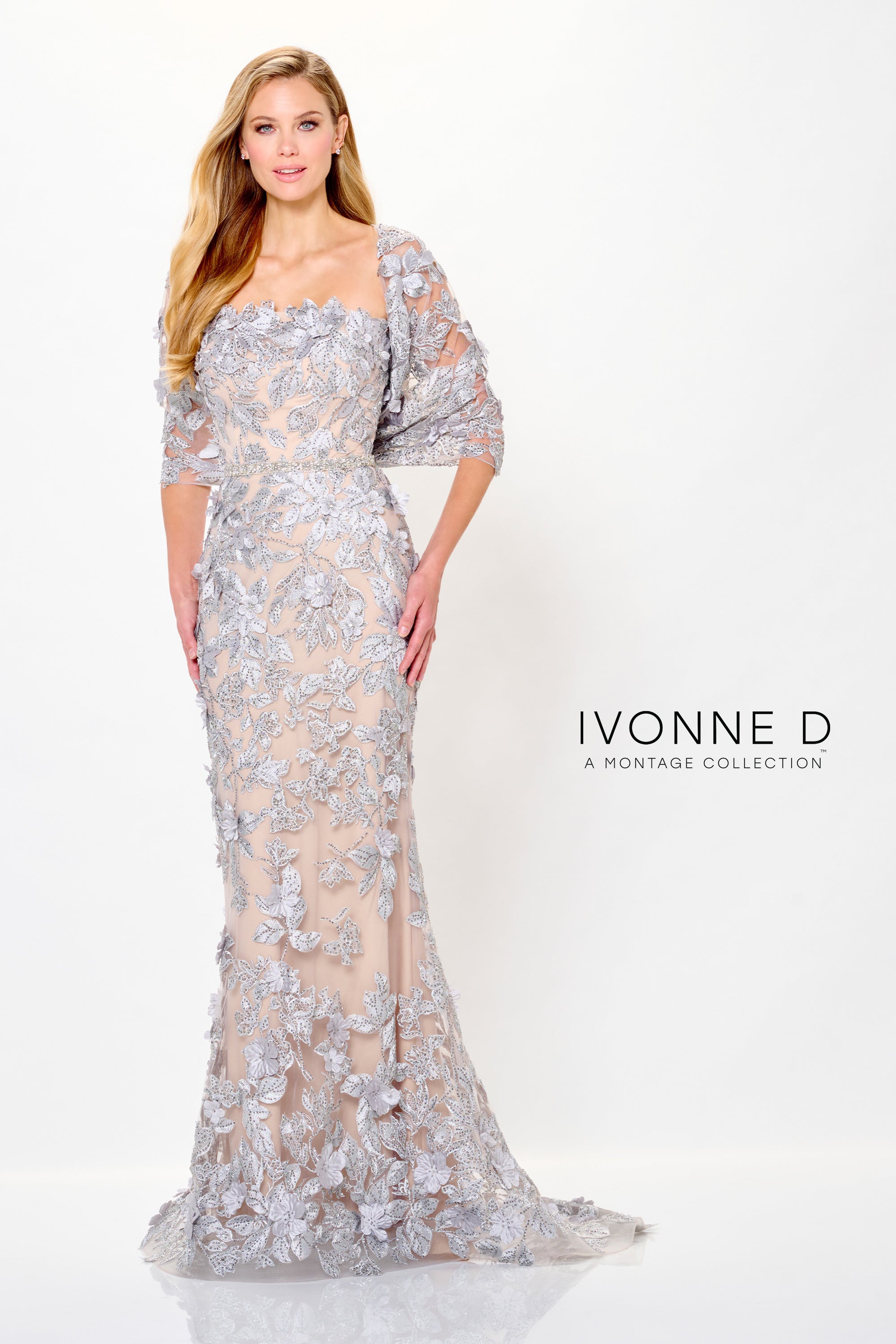 Formal Dresses Beaded Long Mermaid Formal Evening Dress Silver/Nude