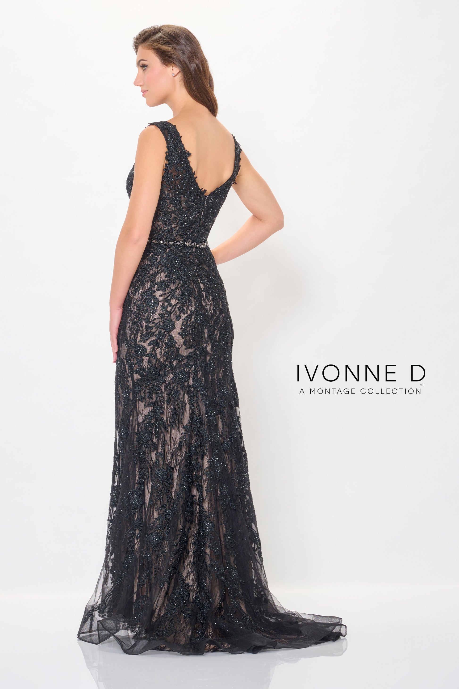 Ivonne D ID6207 Formal Long Mermaid Floral Lace Evening Dress