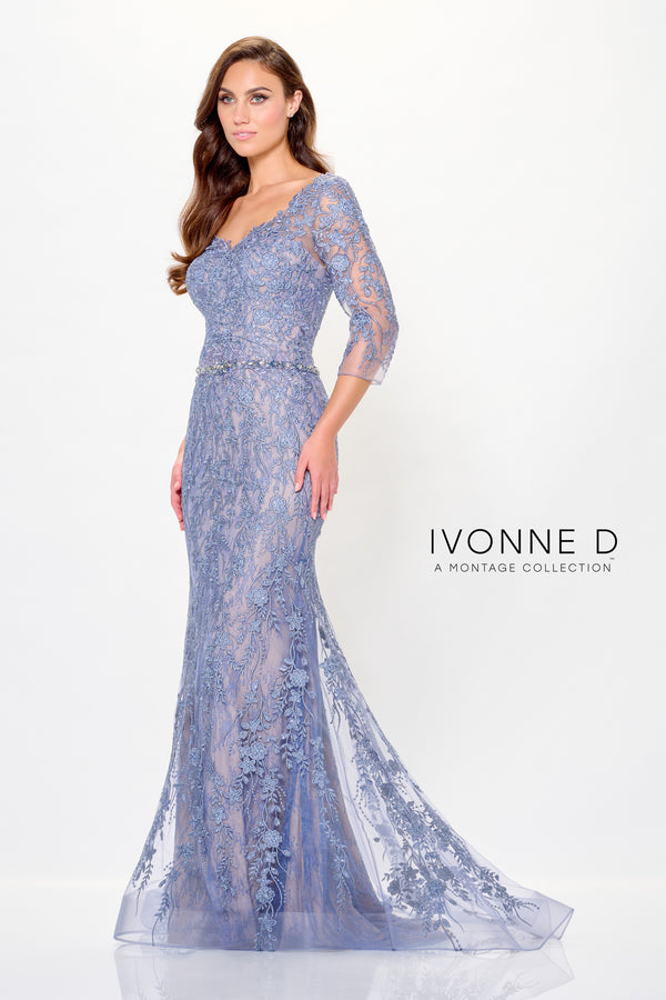 Ivonne D ID6207 Formal Long Mermaid Floral Lace Evening Dress