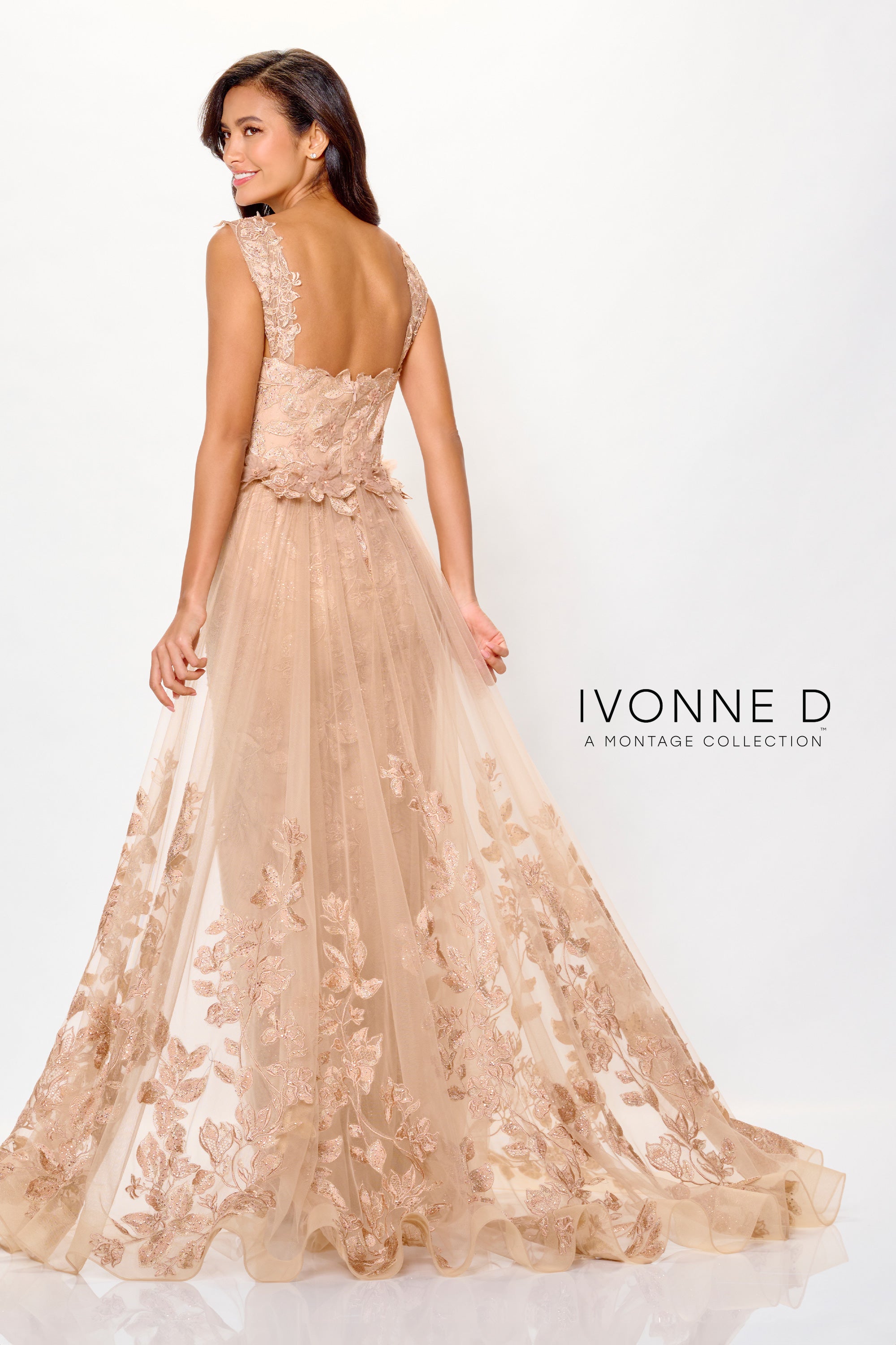 Formal Dresses Long Formal Lace Applique Overskirt Evening Gown Gold