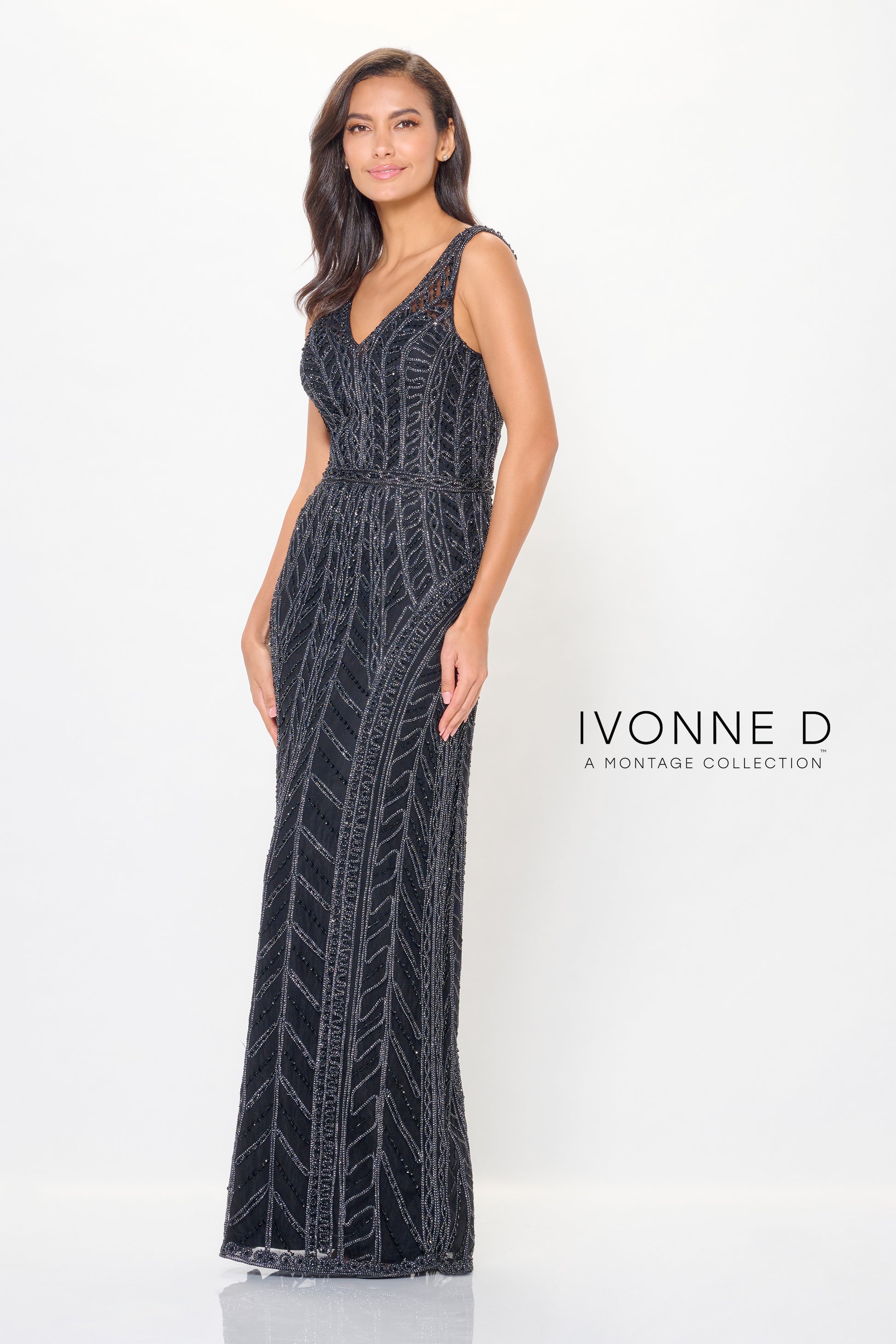 Ivonne D ID6211 Long Formal Beaded Evening Dress