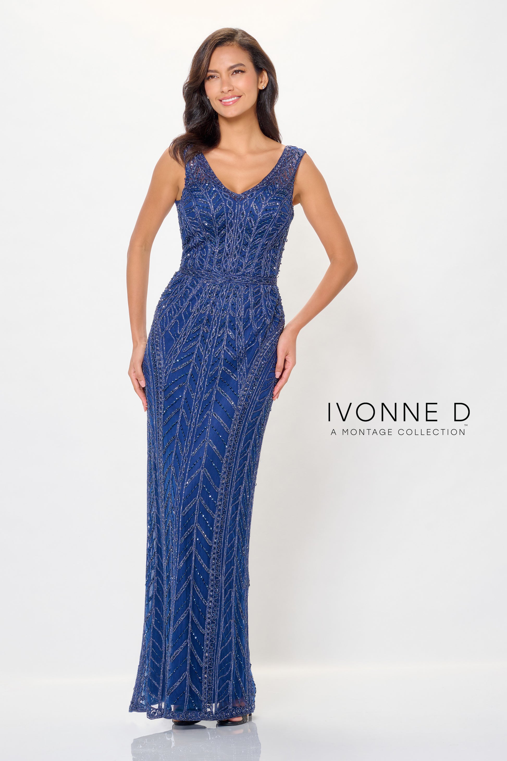 Ivonne D ID6211 Long Formal Beaded Evening Dress