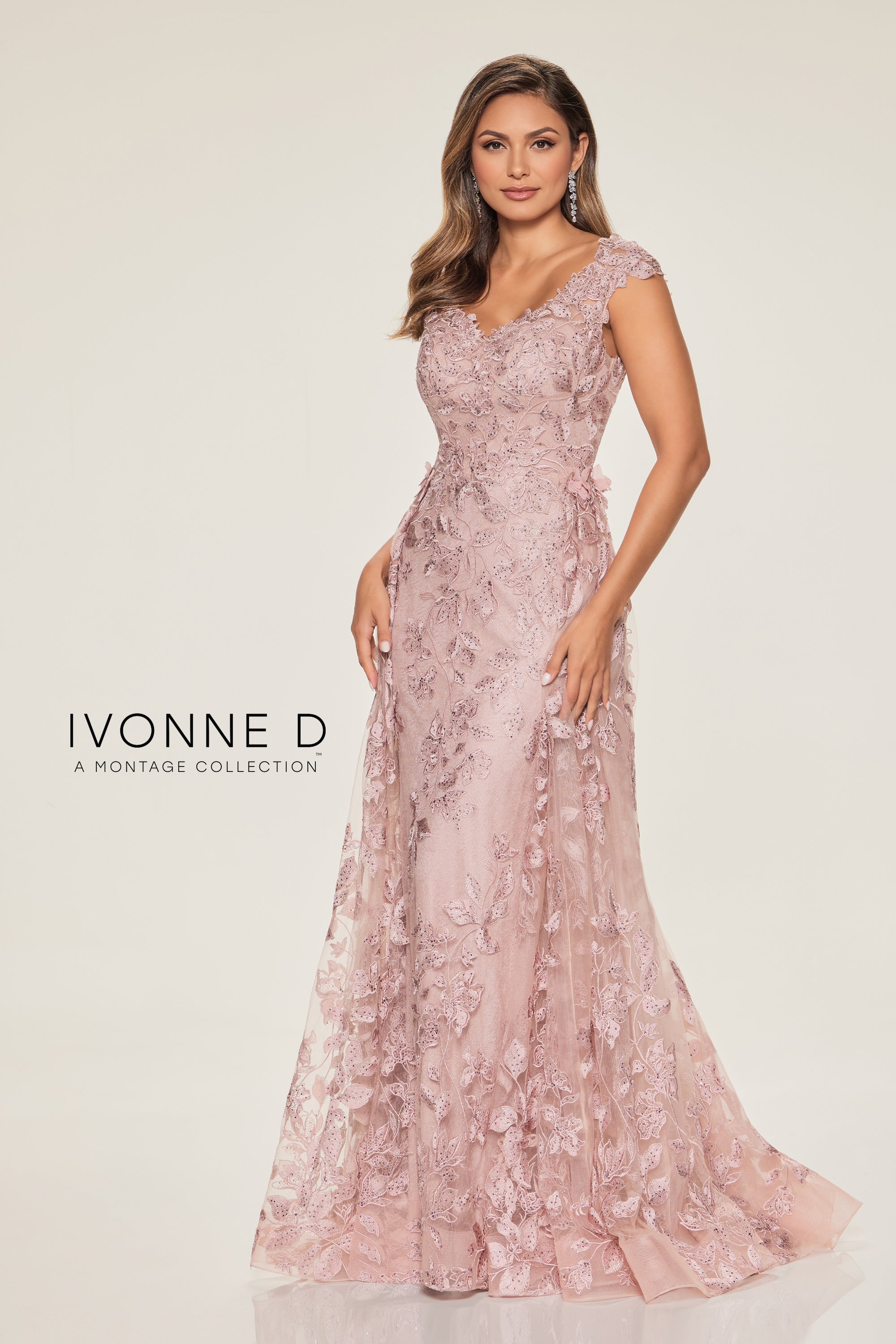 Formal Dresses Long Mermaid Beaded 3D Floral Applique Formal Dress English Rose