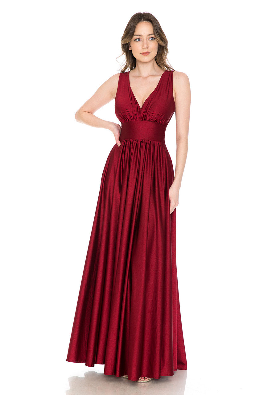 Prom Dresses A Line Pleated Formal Long Dress Lenovia 5232 Burgundy