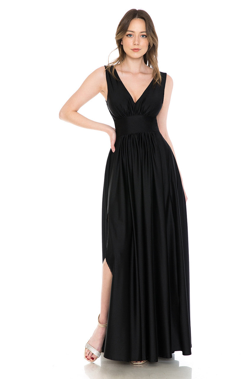 Prom Dresses A Line Pleated Formal Long Dress Lenovia 5232 Black