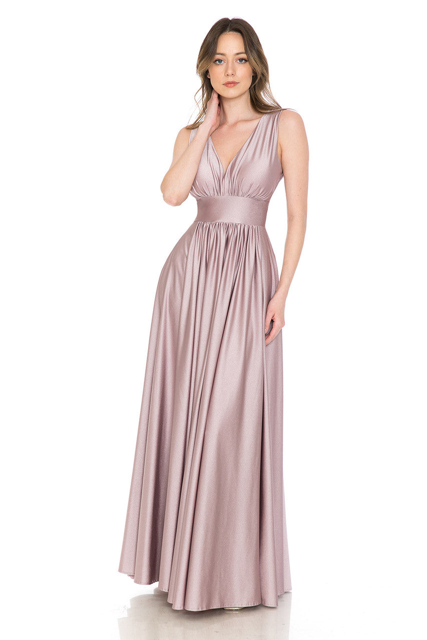 Prom Dresses A Line Pleated Formal Long Dress Lenovia 5232 Dusty Rose