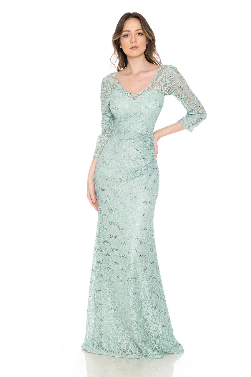 Mother of the Bride Dresses Long Formal Sequin Lace Mother of the Bride Dress Lenovia 5223 Sage