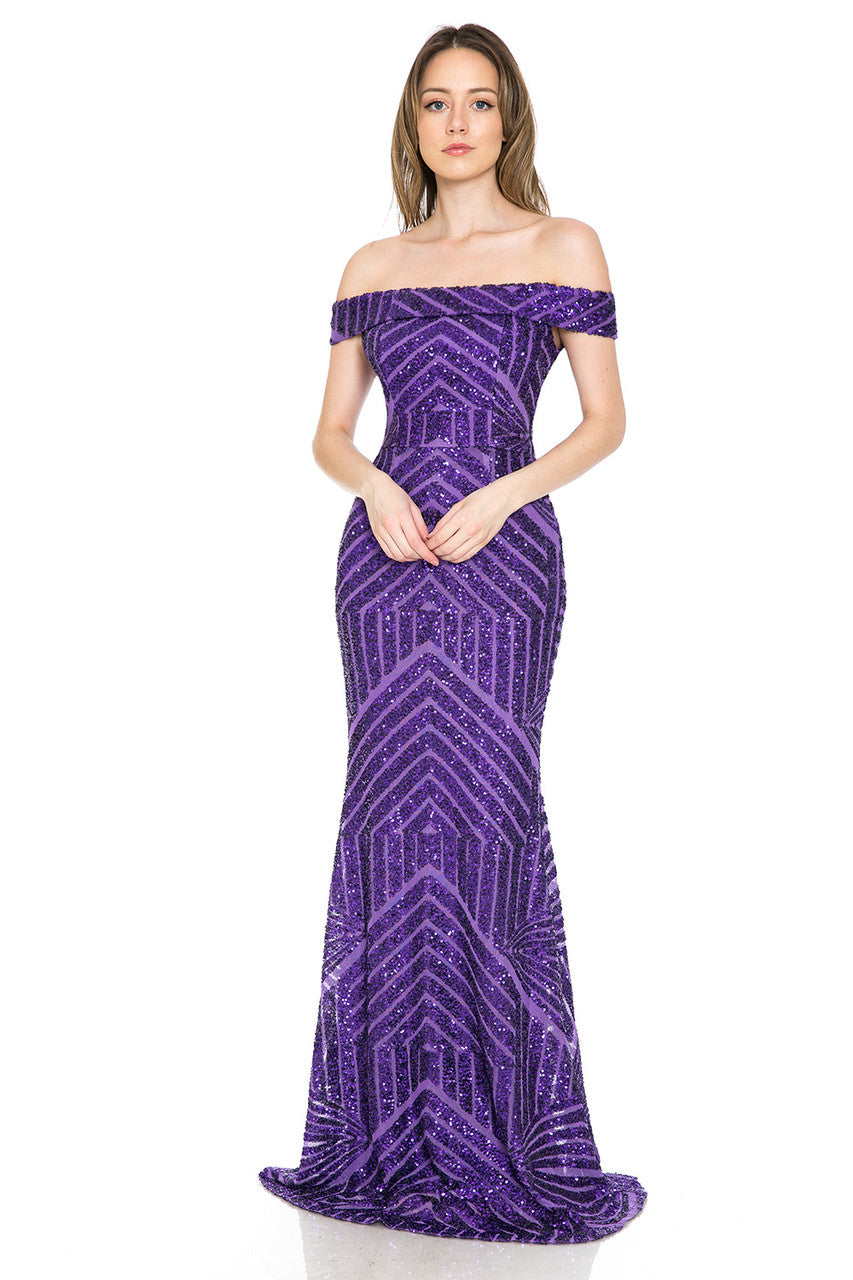 Prom Dresses Long Sequin Formal Prom Dress Lenovia 5224 Purple