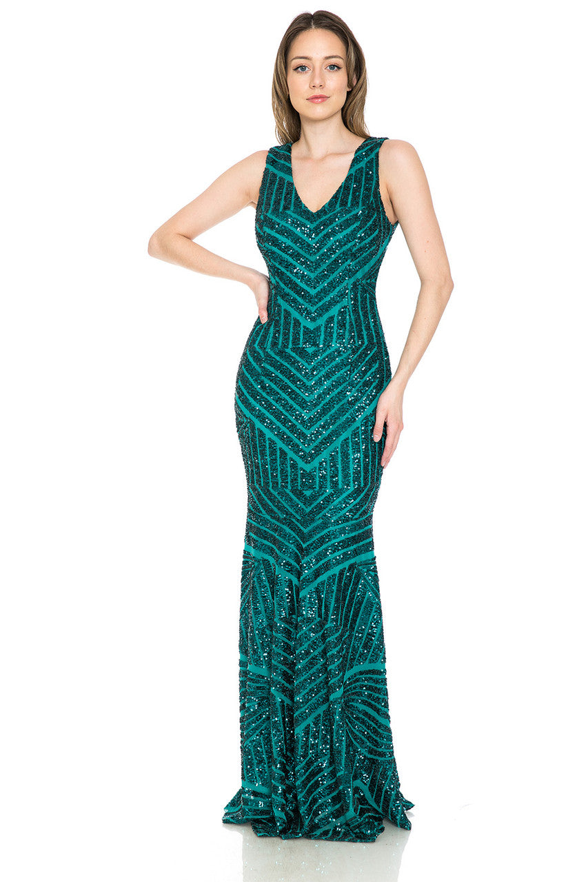 Formal Dresses Long Mermaid Sequin Formal Dress Lenovia 5150 Hunter Green