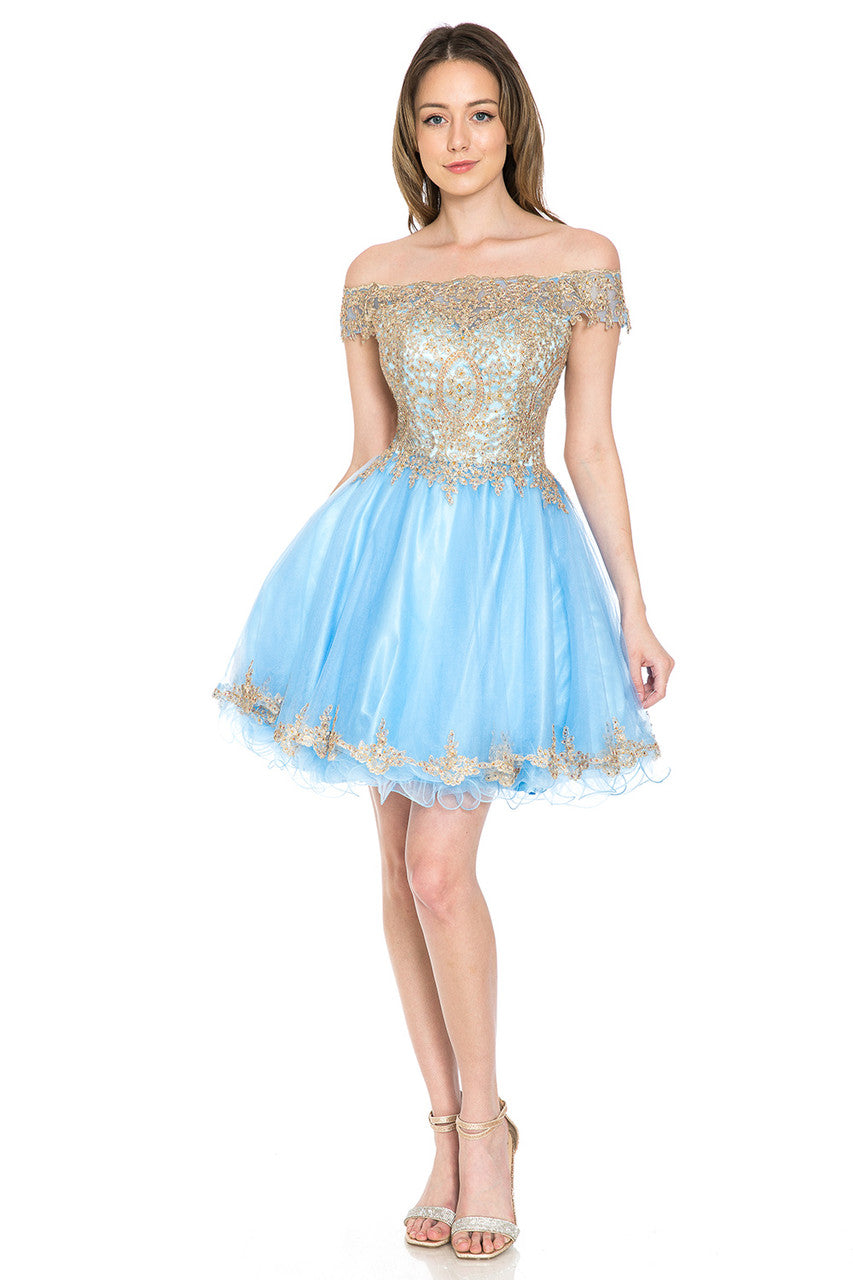 Cocktail Dresses Short Lace Homecoming Mini Cocktail Dress Lenovia 8124 Skyblue