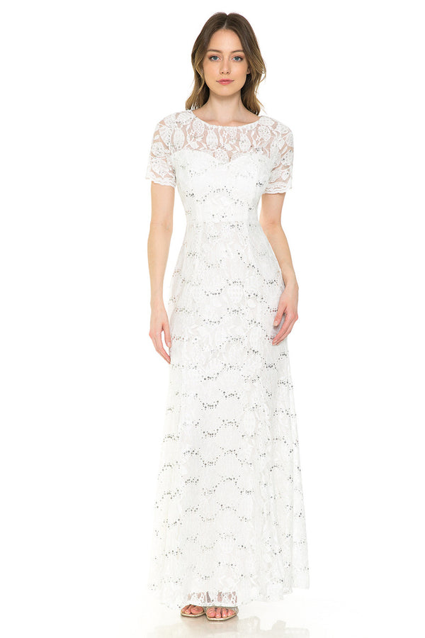 Long Bridal Lace Wedding Dress Lenovia 5241