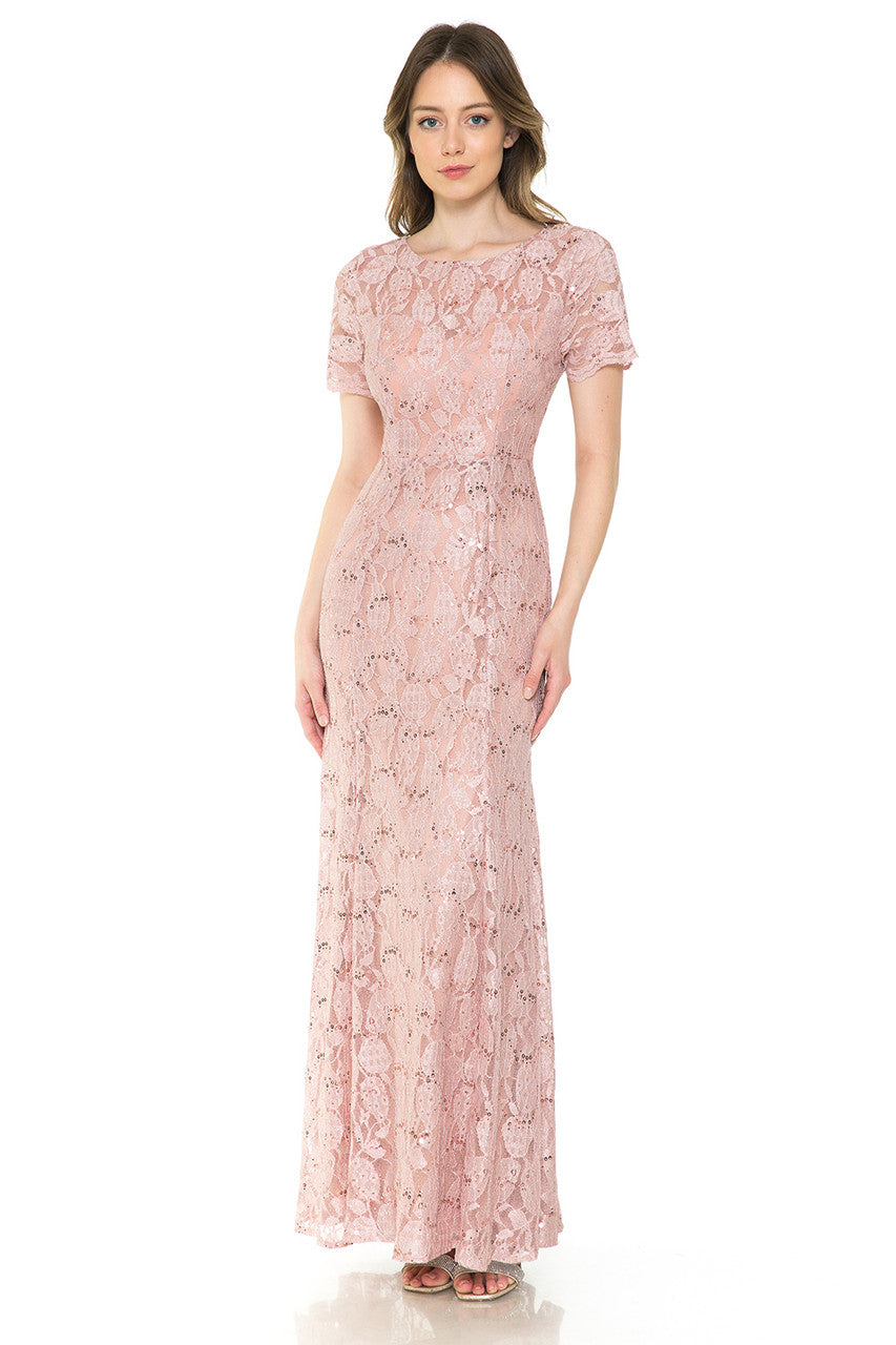 Mother of the Bride Dresses Long Lace Mother of the Bride Formal Glitter Sequin Dress Lenovia 5241 Dusty Rose