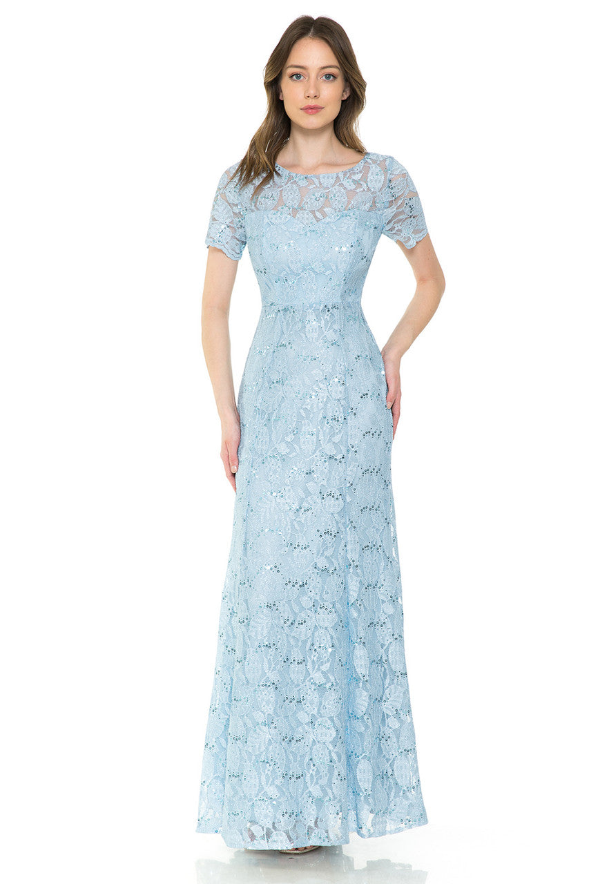 Mother of the Bride Dresses Long Lace Mother of the Bride Formal Glitter Sequin Dress Lenovia 5241 Powder Blue