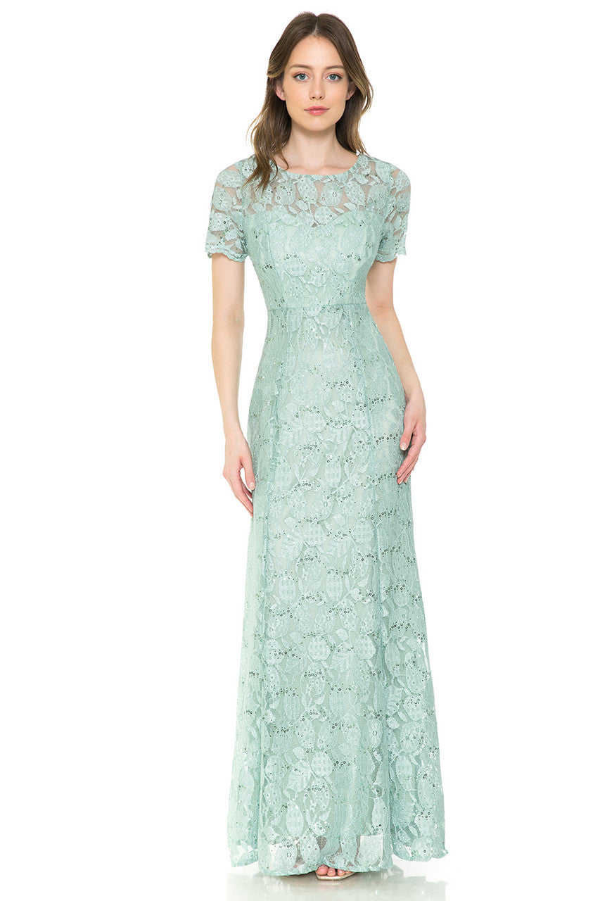 Mother of the Bride Dresses Long Lace Mother of the Bride Formal Glitter Sequin Dress Lenovia 5241 Sage